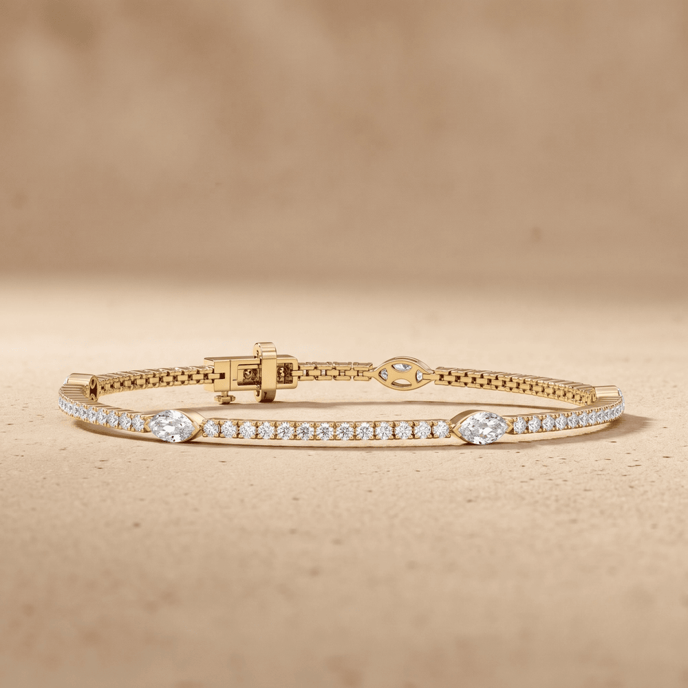 Pear Cut Round Diamond Bracelet 14k Gold