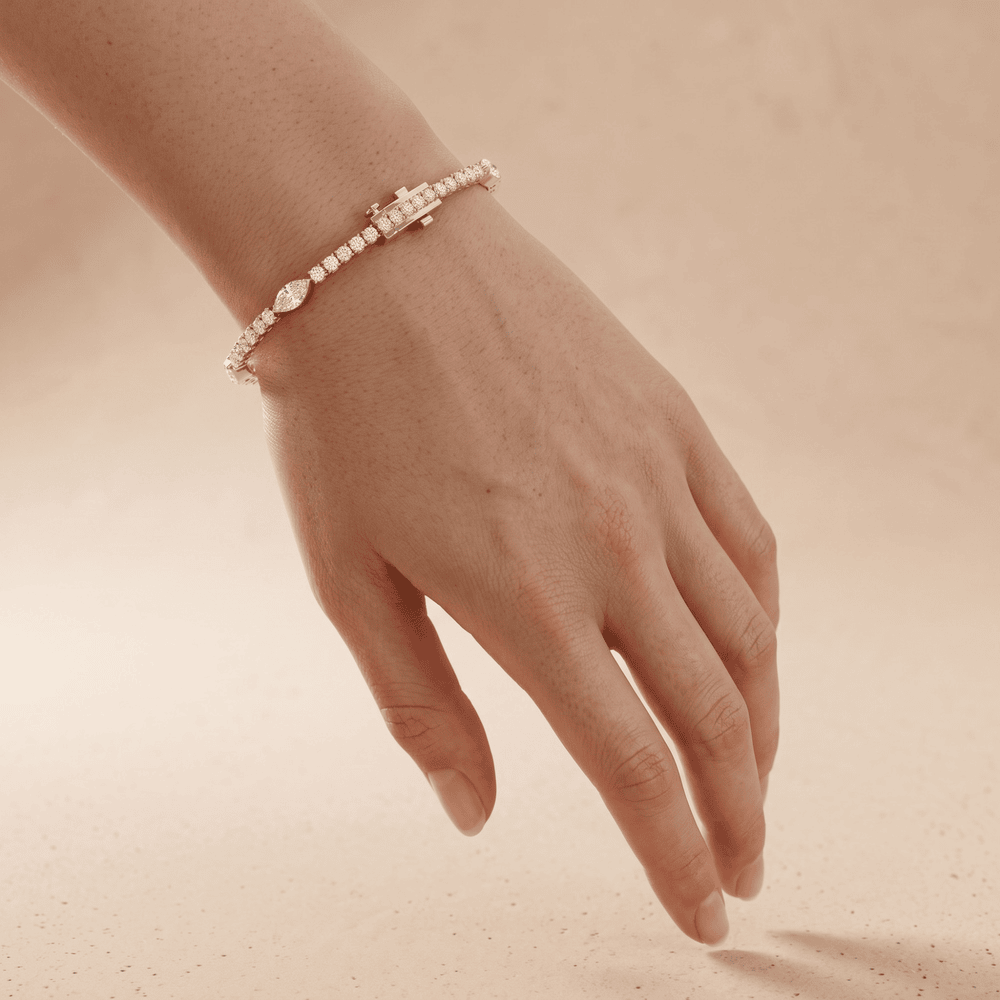 Pear Cut Round Diamond Bracelet 14k Gold