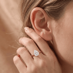Six prong pear diamond engagement ring lifestyle photo