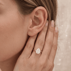 Six prong pear diamond engagement ring lifestyle photo