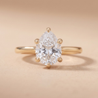 Pear lab grown diamond cathedral ring with hidden halo