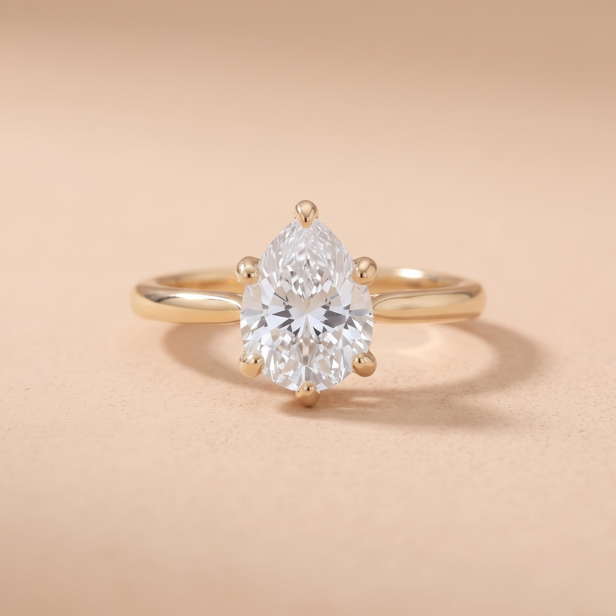 IGI certified pear diamond ring with hidden halo setting