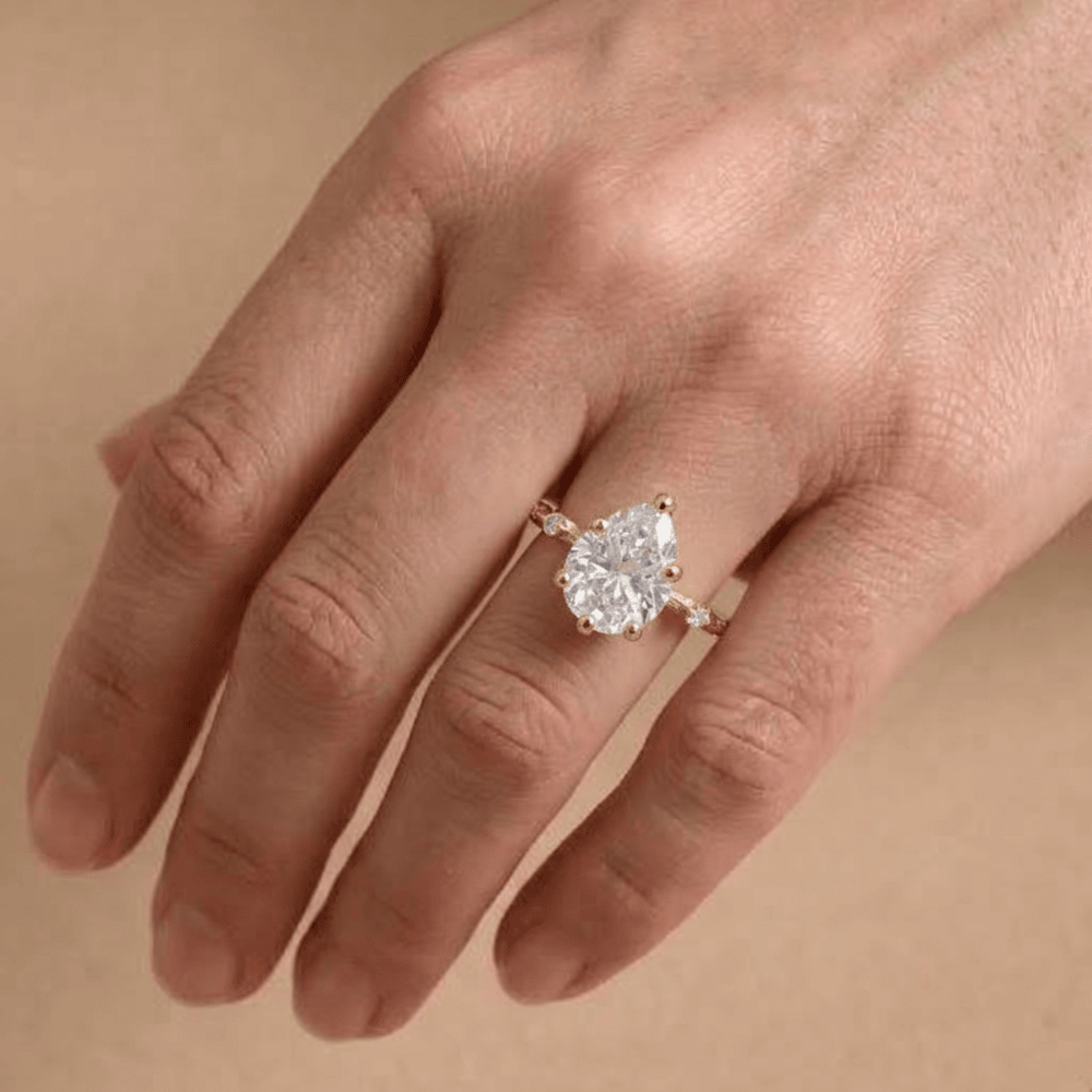 Modern Pear Lab Grown Diamond Gold Ring