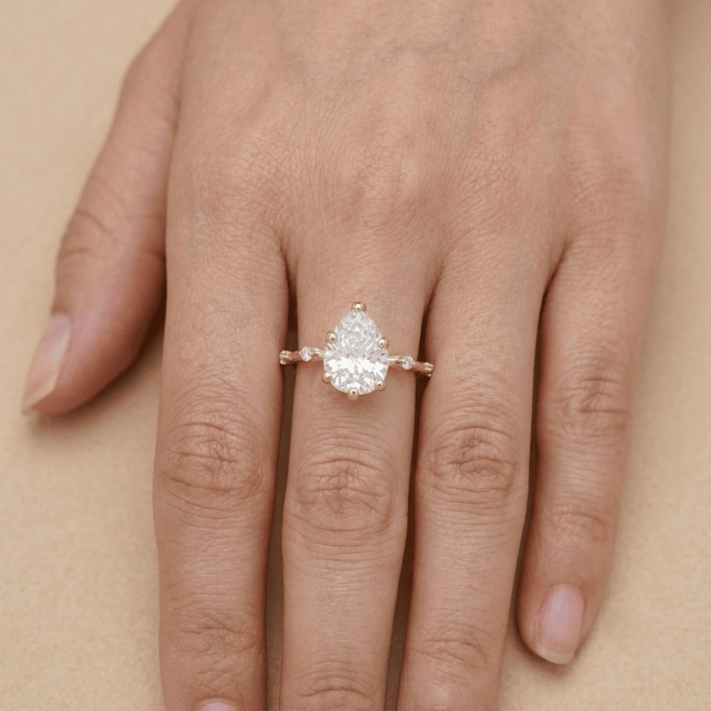 Pear Cut Diamond Ring with Delicate Thin Band