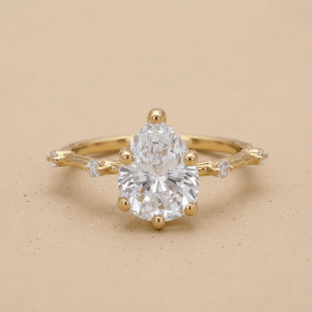 Dainty Pear Lab Grown Diamond Gold Ring