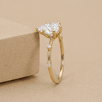 Elegant Pear Solitaire Lab Diamond Anniversary Ring