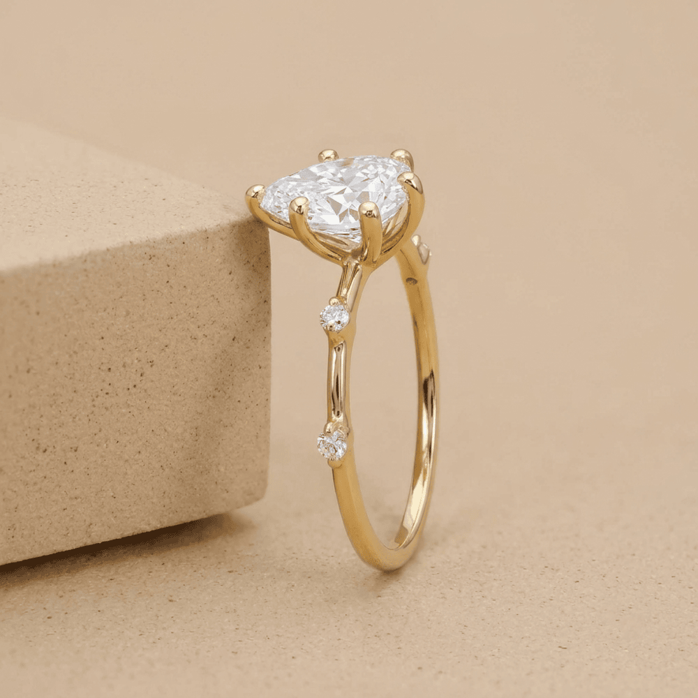 Elegant Pear Solitaire Lab Diamond Anniversary Ring