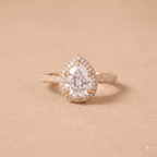 Pear lab diamond ring with IGI certification card