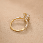 Pear cut lab diamond ring side profile detail