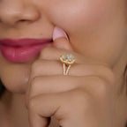 Pear Laboratory Diamond Split Shank Halo Engagement Ring - JBR Jeweler