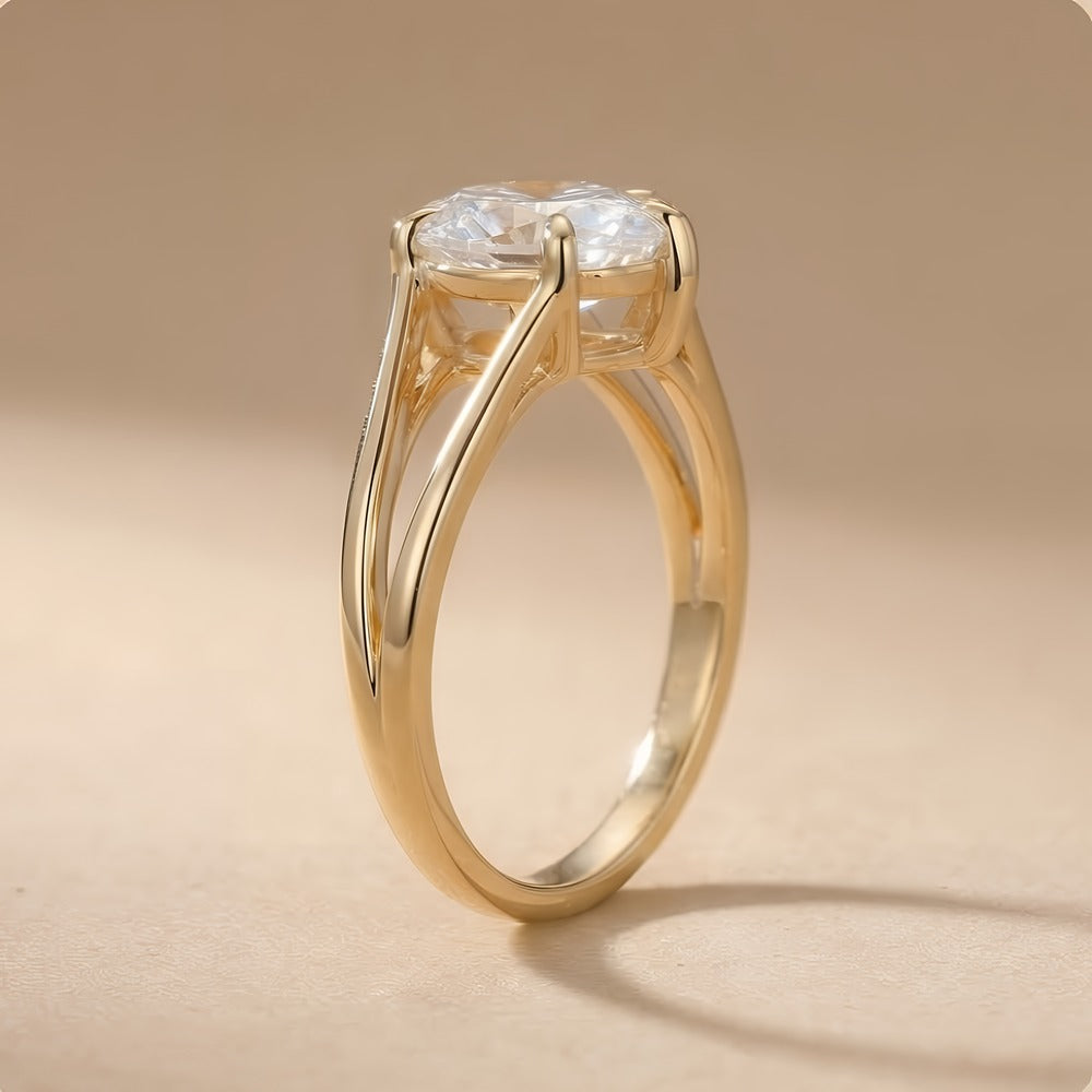 Moissanite solitaire ring pear cut close-up sparkle