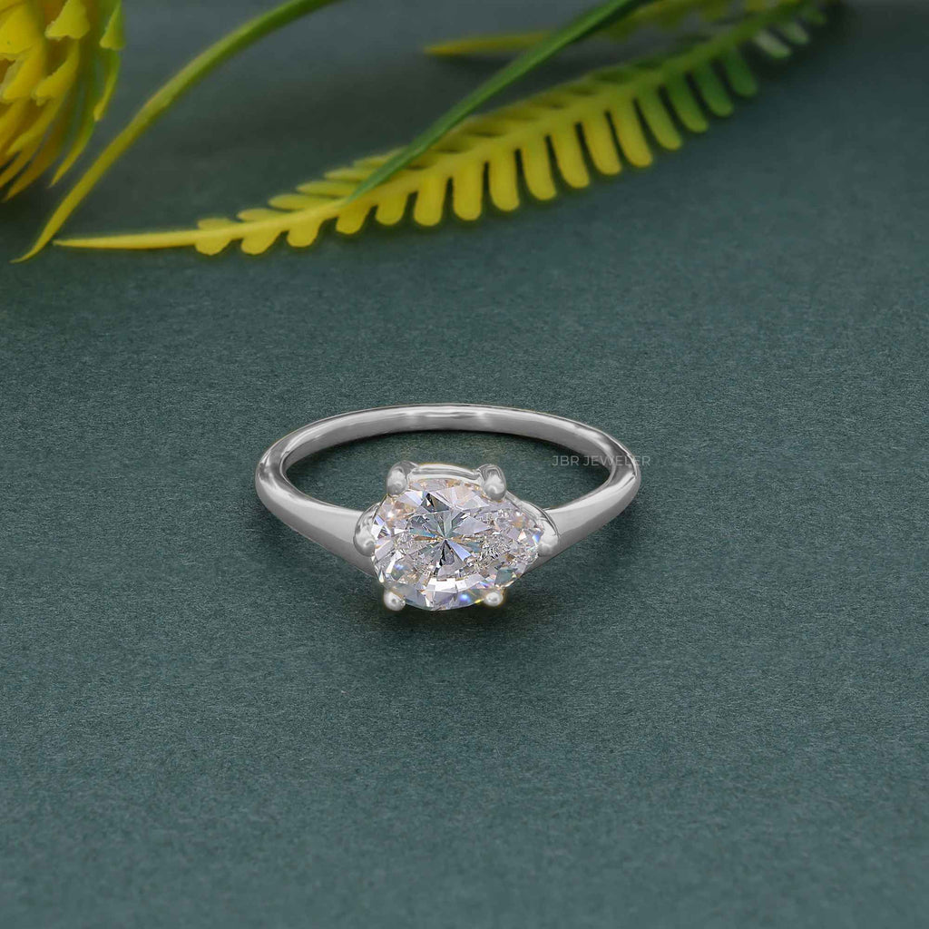 Curved Horizontal Pear Lab Grown Diamond Engagement Ring - JBR Jeweler