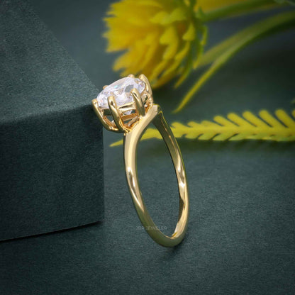 Curved Horizontal Pear Lab Grown Diamond Engagement Ring