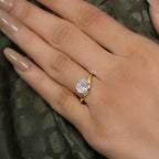 Curved Horizontal Pear Moissanite Diamond Engagement Ring - JBR Jeweler