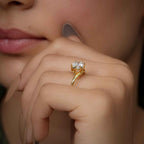 Curved Horizontal Pear Moissanite Diamond Engagement Ring - JBR Jeweler