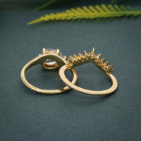 Pear Shape Moissanite-Grown Diamond Bridal Set Ring with Matching Band