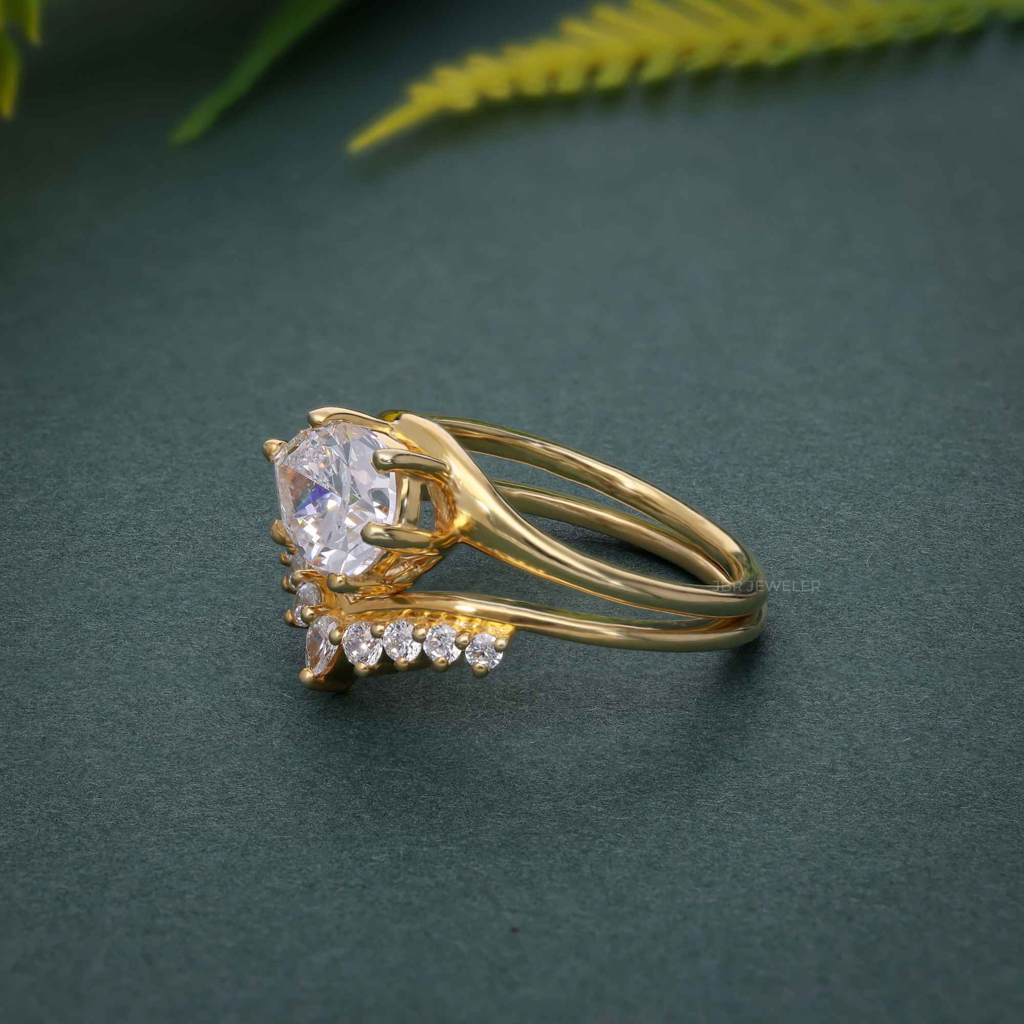 Pear Shape Lab-Grown Diamond Bridal Set Ring with Matching Band - JBR Jeweler