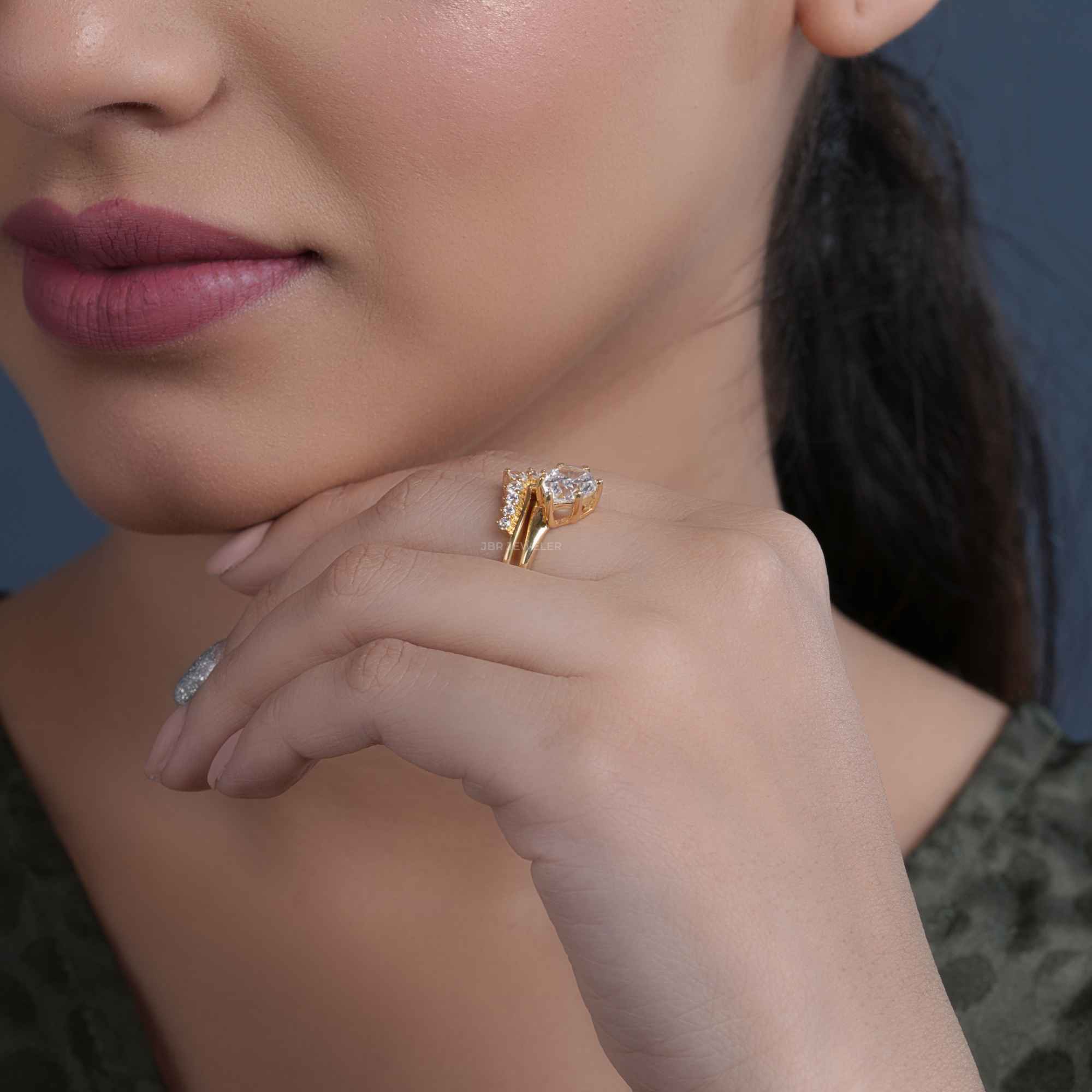 Pear Shape Lab-Grown Diamond Bridal Set Ring with Matching Band - JBR Jeweler