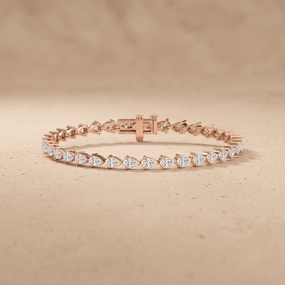 Pear Shape Rose Gold Tennis Bracelet 14k & 5CTW