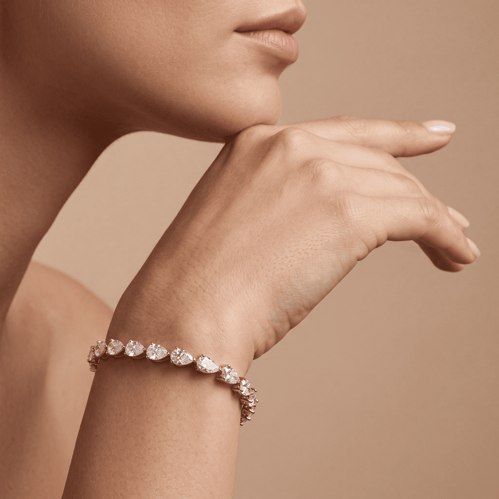 Pear Shape Rose Gold Tennis Bracelet 14k & 5CTW