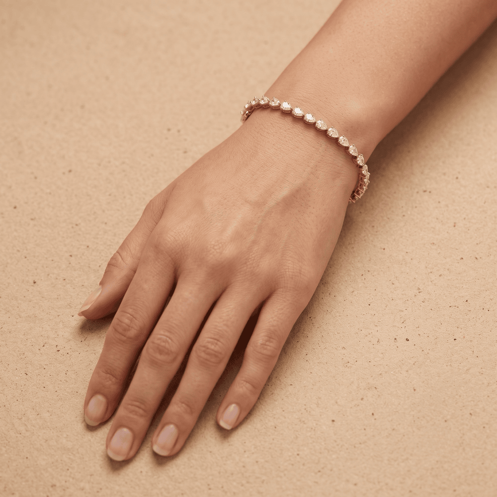 Pear Shape Rose Gold Tennis Bracelet 14k & 5CTW