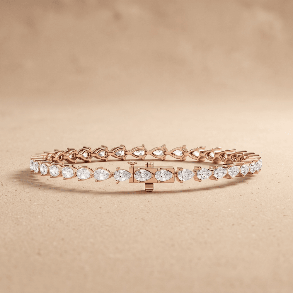 Pear Shape Rose Gold Tennis Bracelet 14k & 5CTW