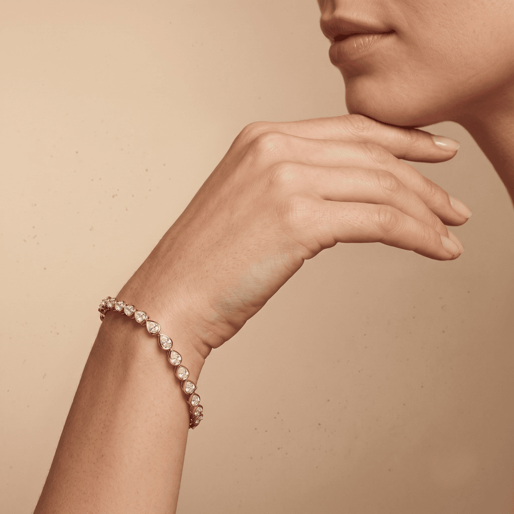 Pear Shape Rose Gold Tennis Bracelet 14k & 5CTW