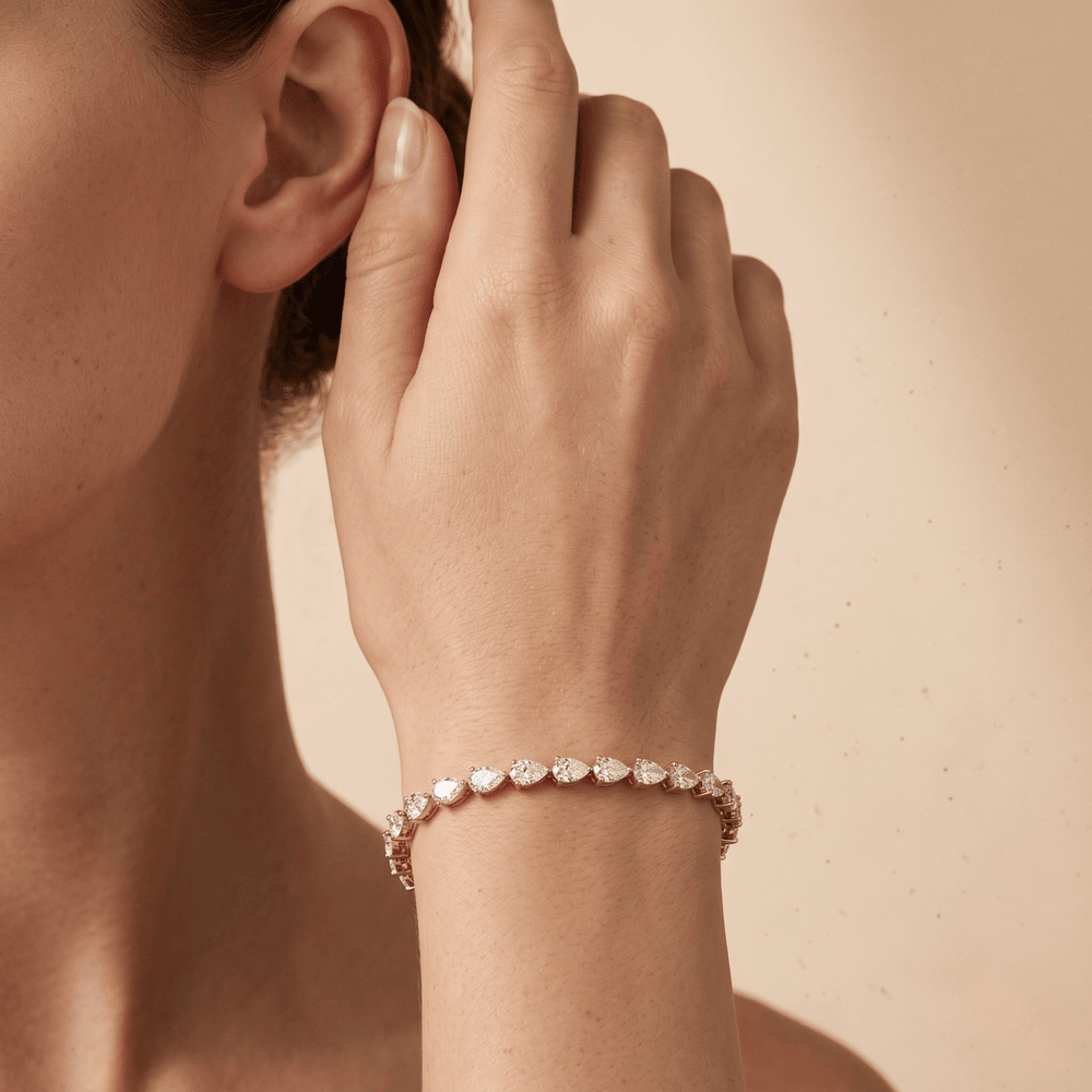 Pear Shape Rose Gold Tennis Bracelet 14k & 5CTW