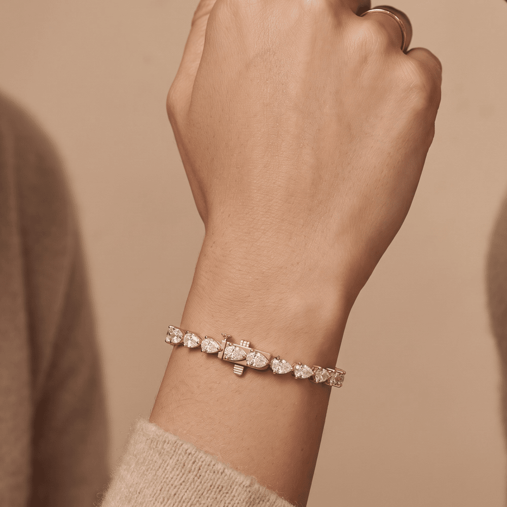 Pear Shape Rose Gold Tennis Bracelet 14k & 5CTW