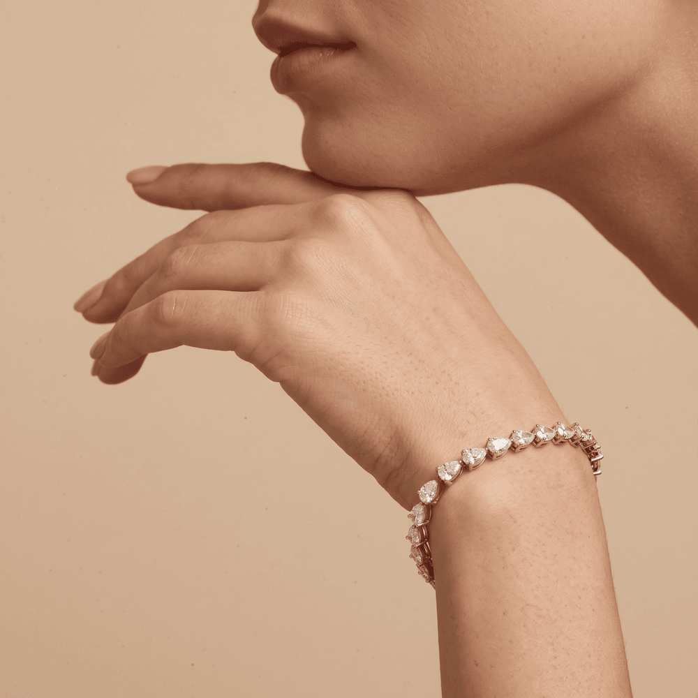 Pear Shape Rose Gold Tennis Bracelet 14k & 5CTW