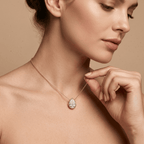 Pear Shaped Diamond Pendant Necklace in Rose Gold