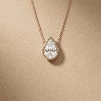 Pear Shaped Diamond Pendant Necklace in Rose Gold