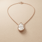Pear Shaped Diamond Pendant Necklace in Rose Gold