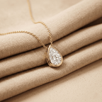 Pear Shaped Diamond Pendant Necklace in Rose Gold