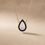 Pear Shaped Diamond Pendant Necklace in Rose Gold