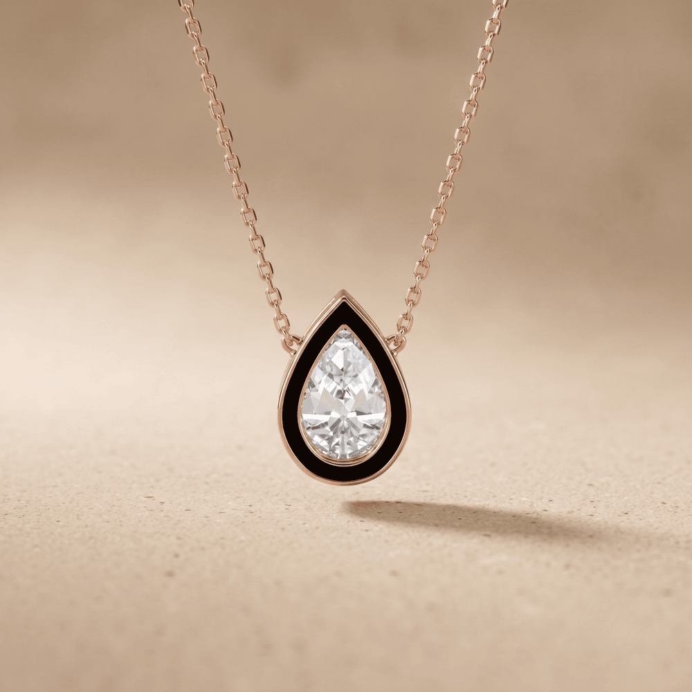 Pear Shaped Diamond Pendant Necklace in Rose Gold