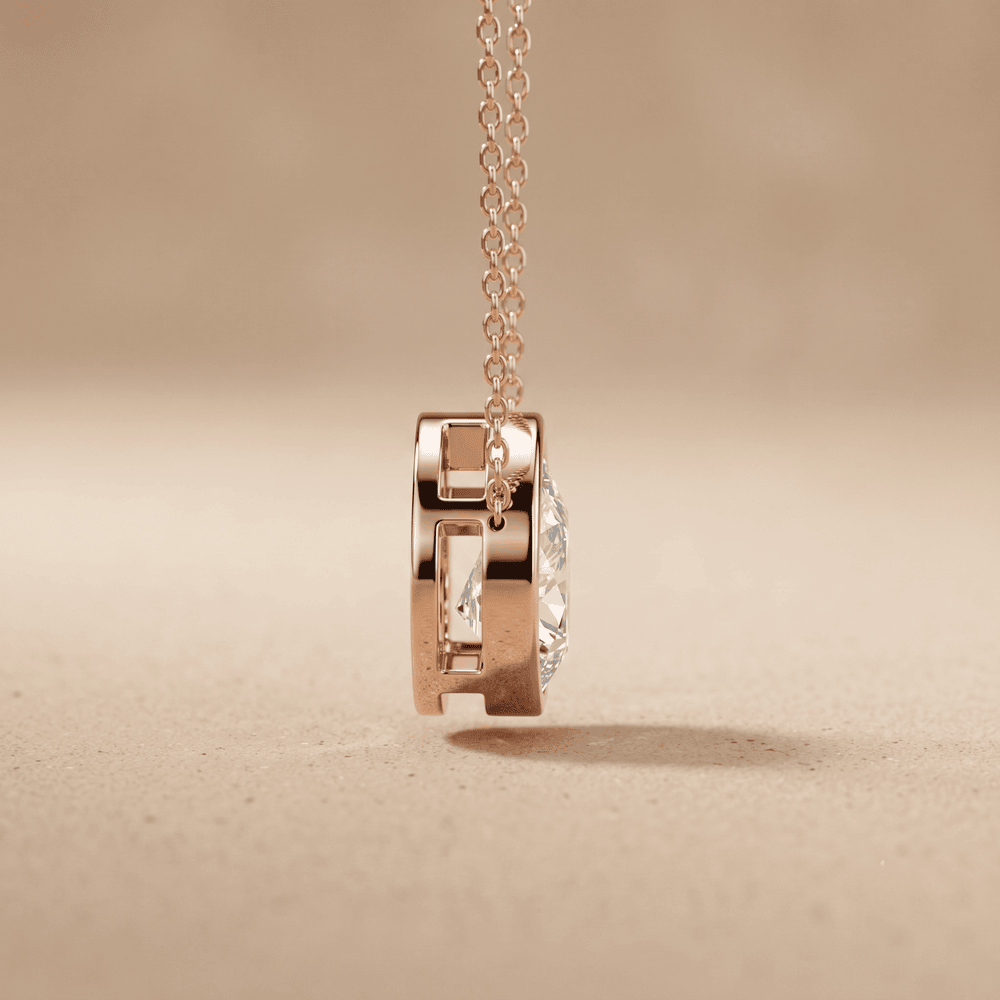 Pear Shaped Diamond Pendant Necklace in Rose Gold
