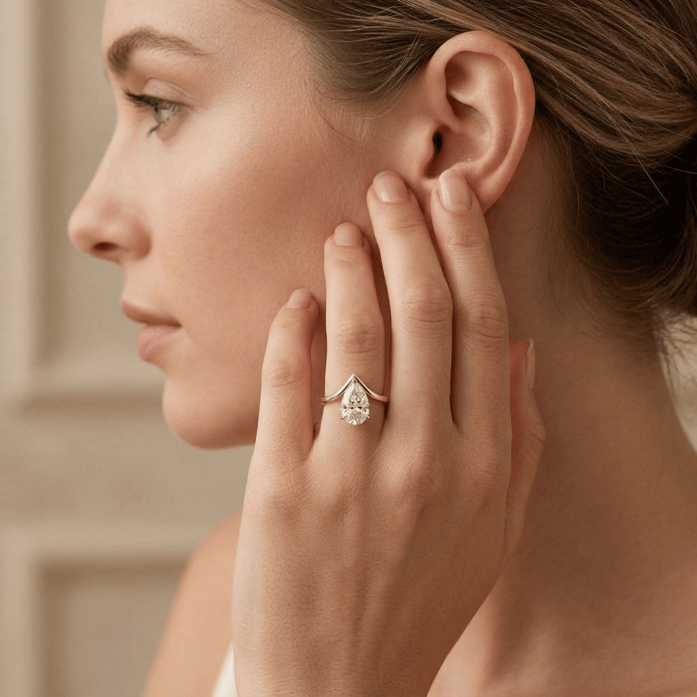Lab diamond curved band ring for anniversary or wedding gift