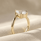 Pear shaped lab diamond promise ring in yellow gold