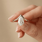 Solid 10K gold pear diamond engagement ring for women hand
