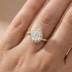 Pear Cut Moissanite Ring with Delicate Twisted Halo
