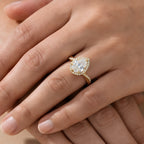 Pear Shape Halo Proposal Ring Side Profile Twisted Band