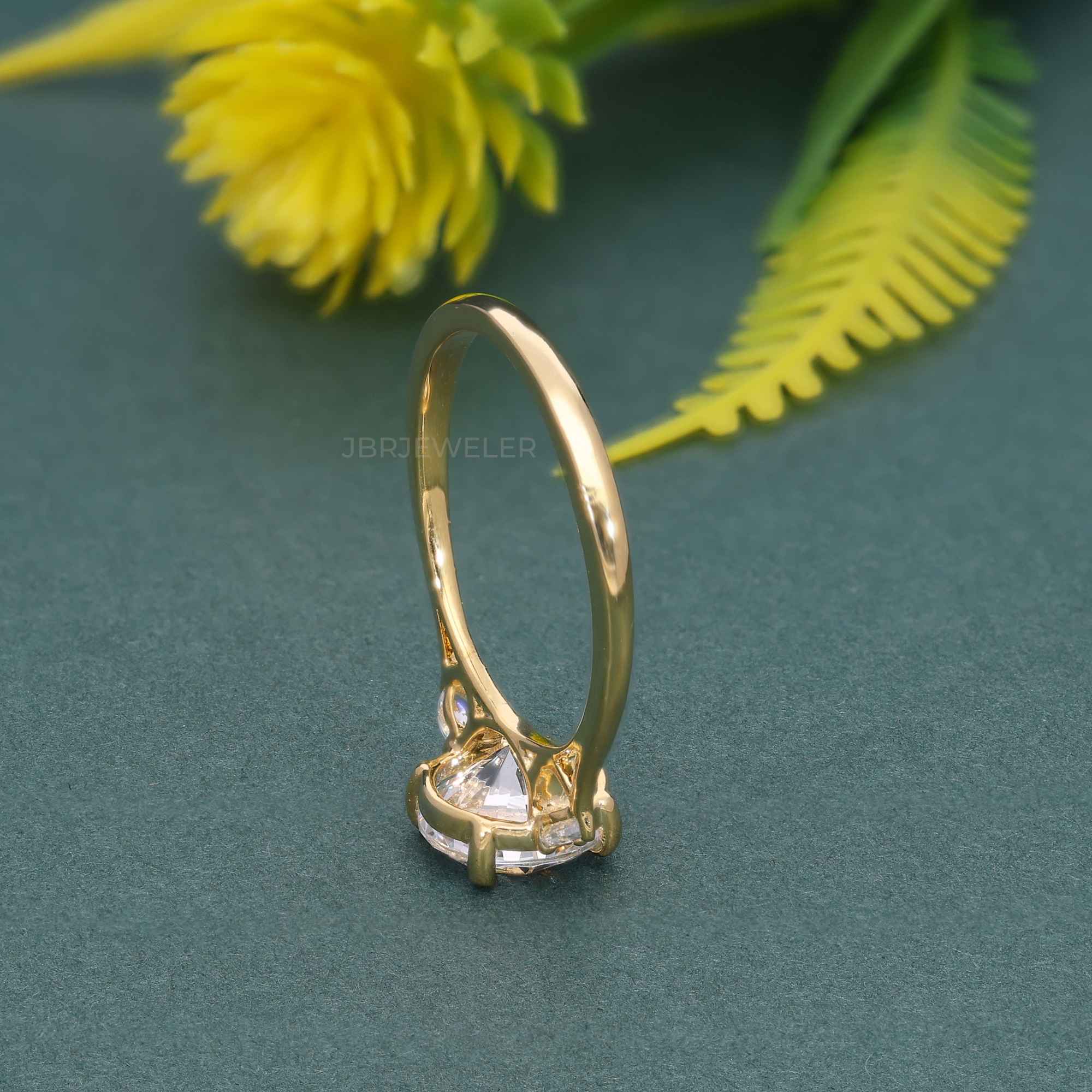 Perfect Fit Three Stone Round Lab Diamond Ring With Side Pear - JBR Jeweler