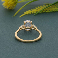 Bague en diamant moissanite ovale à trois pierres, ajustement parfait, avec poire latérale