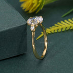 Perfect Fit Three Stone Oval Lab Diamond Ring With Side Pear - JBR Jeweler