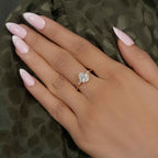 Perfect Fit Three Stone Pear Lab Diamond Ring With Side Stone - JBR Jeweler