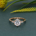 Perfect Fit Three Stone Pear Lab Diamond Ring With Side Stone - JBR Jeweler