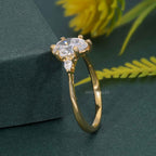 Perfect Fit Three Stone Pear Lab Diamond Ring With Side Stone - JBR Jeweler