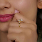 Perfect Fit Three Stone Radiant Lab Diamond Ring With Side Pear - JBR Jeweler
