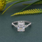 Perfect Fit Three Stone Radiant Lab Diamond Ring With Side Pear - JBR Jeweler
